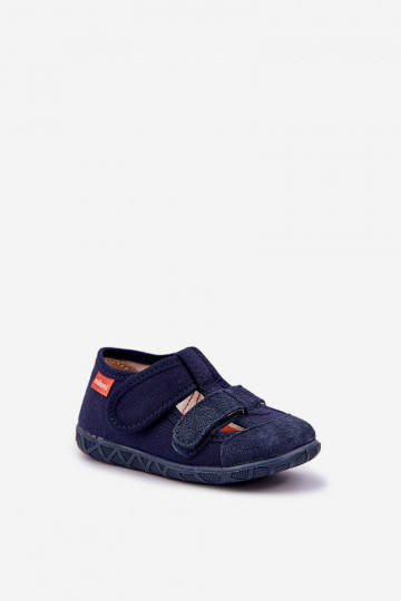 Milami Kinder-Slipper mit Klettverschluss dunkelblaue Farbe Reathiana