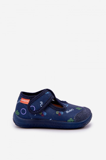 Milami Kinder-Elastik-Slipper mit Klettverschluss dunkelblaue Farbe Ambette 2