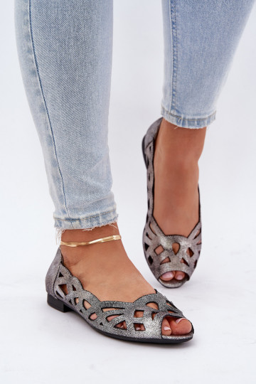 Durchbrochene Ballerinas Z Odkrytymi Palcami Silberfarbe Calgis