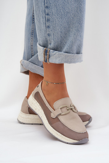 Feminin Haut Mokassins D&A TIN210 graue Farbe