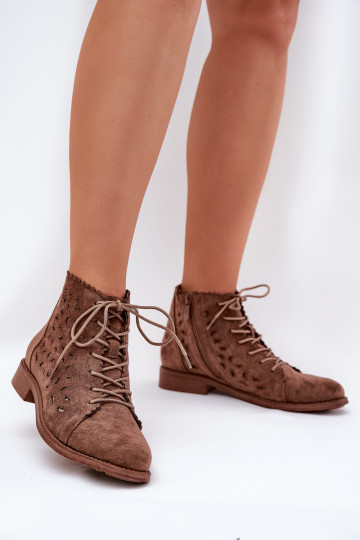 S.Barski HY51-185 braune Stiefeletten mit Durchbrüchen