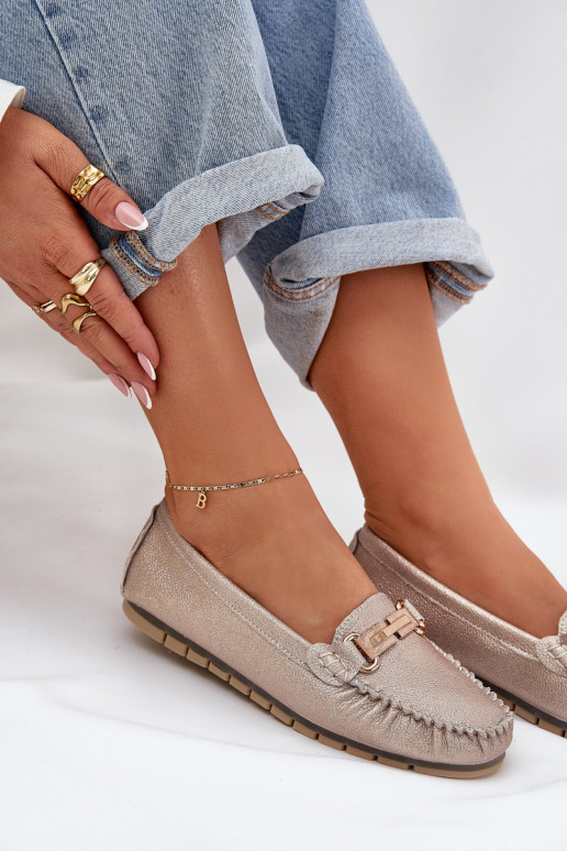 mit Glanz gleichschenklig Mokassins Aus Ermöglichtturleder D&A LR51-546 goldene Farbe mit Glanz gleichschenklig Mokassins Aus Ermöglichtturleder D&A LR51-546 goldene Farbe