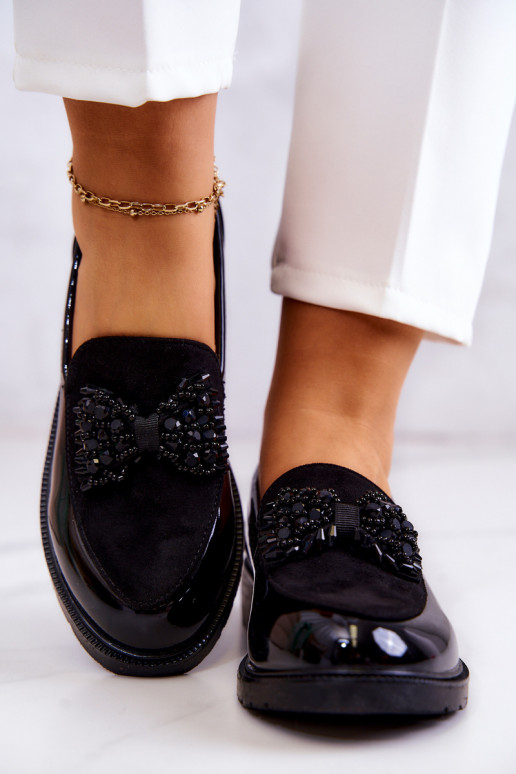 Eleganter Stil Lackierte Mokassins Slipper schZuarze Farbe Belize Eleganter Stil Lackierte Mokassins Slipper schZuarze Farbe Belize