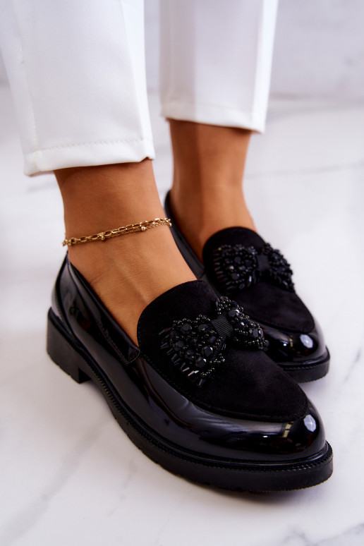 Eleganter Stil Lackierte Mokassins Slipper schZuarze Farbe Belize Eleganter Stil Lackierte Mokassins Slipper schZuarze Farbe Belize