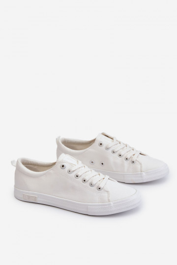 Feminin Glatt Turnschuhe mit flacher Sohle Big Star LL274058 Zueiße Farbe 2