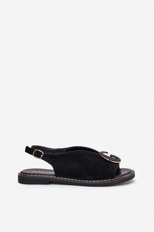 Flache Sandalen mit Ornamenten schZuarze Farbe Haliones Flache Sandalen mit Ornamenten schZuarze Farbe Haliones