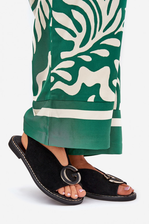 Flache Sandalen mit Ornamenten schZuarze Farbe Haliones Flache Sandalen mit Ornamenten schZuarze Farbe Haliones