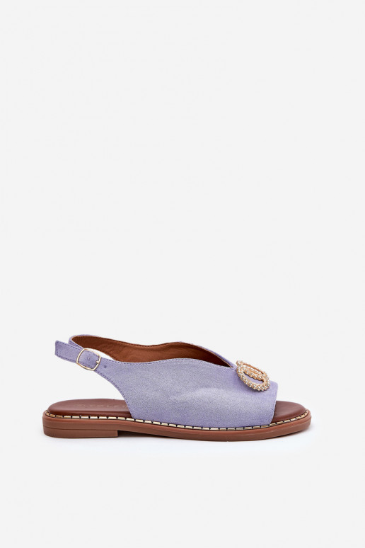 Damensandalen mit Ornamenten mit breiten Absätzen aus Öko-INildlederoZue blaue Farbe Ralisses