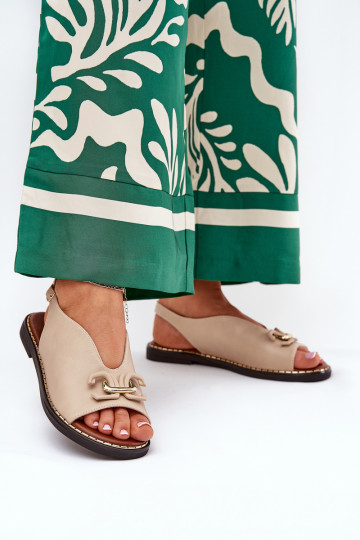 Sandalen mit breiten Absätzen und Ornamenten aus Eko-Leder in sand Tillireta 2