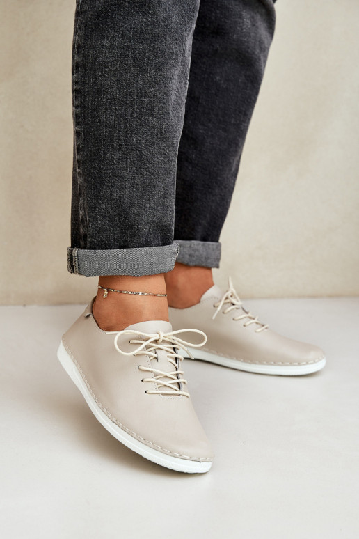 Schnürschuhe Z Ermöglichtturalnej Skóry D&A LR51-645 Beige