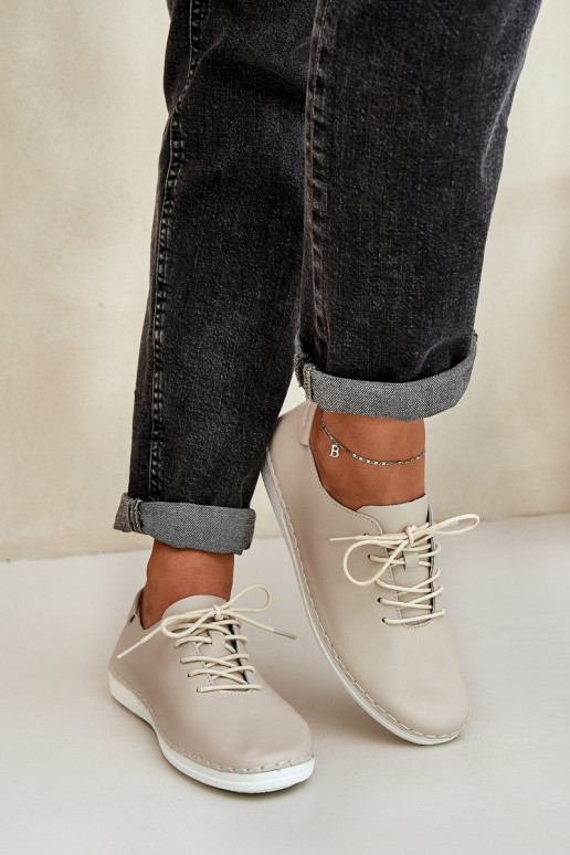 Schnürschuhe Z Ermöglichtturalnej Skóry D&A LR51-645 Beige