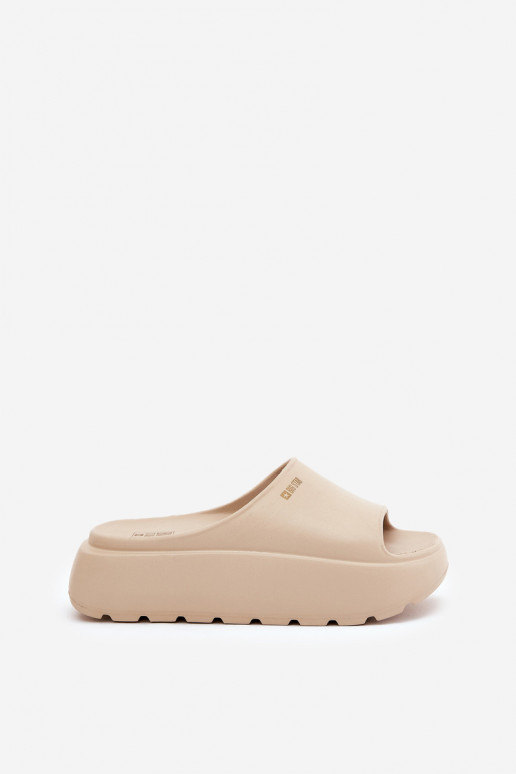 Leichte Hausschuhe Damenhausschuhe mit einer Plattform Big Star RR274A569 Beige