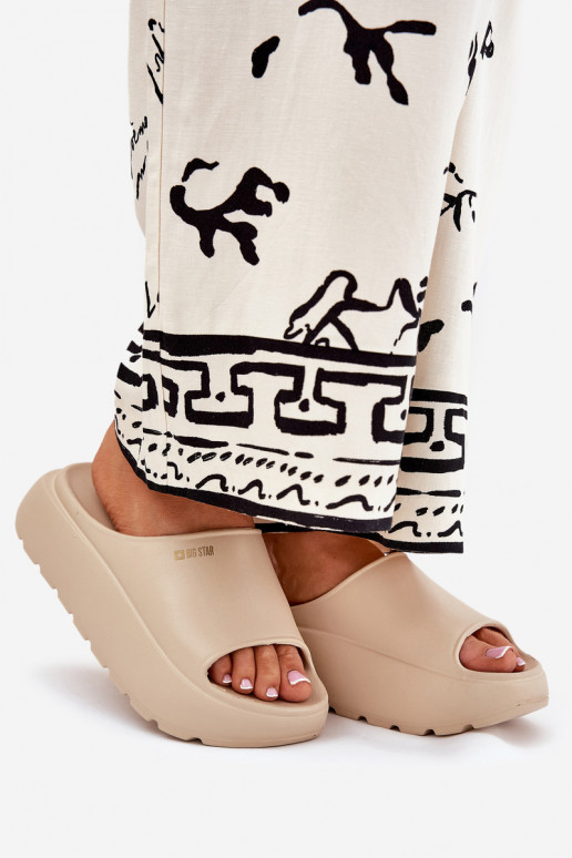 Leichte Hausschuhe Damenhausschuhe mit einer Plattform Big Star RR274A569 Beige