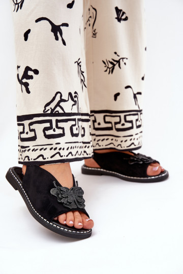 Damen Sandalen mit breiten Absätzen und Ornamenten in Schwarz Setorina