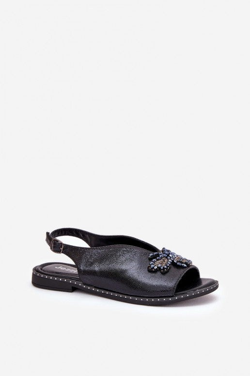 mit Glanz Damensandalen mit Ornamenten gleichschenklig schZuarze Farbe Russona mit Glanz Damensandalen mit Ornamenten gleichschenklig schZuarze Farbe Russona