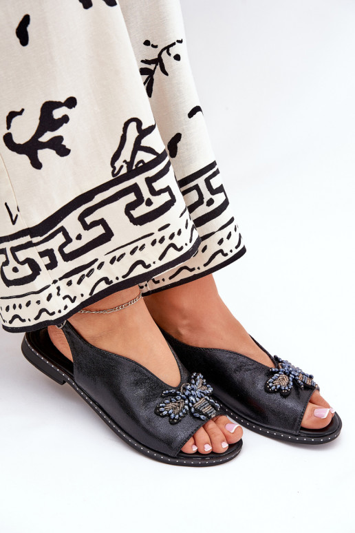 mit Glanz Damensandalen mit Ornamenten gleichschenklig schZuarze Farbe Russona mit Glanz Damensandalen mit Ornamenten gleichschenklig schZuarze Farbe Russona