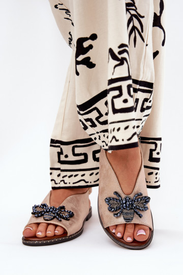 mit Glanz Damensandalen mit Ornamenten gleichschenklig roségoldene Farbe Russona 2