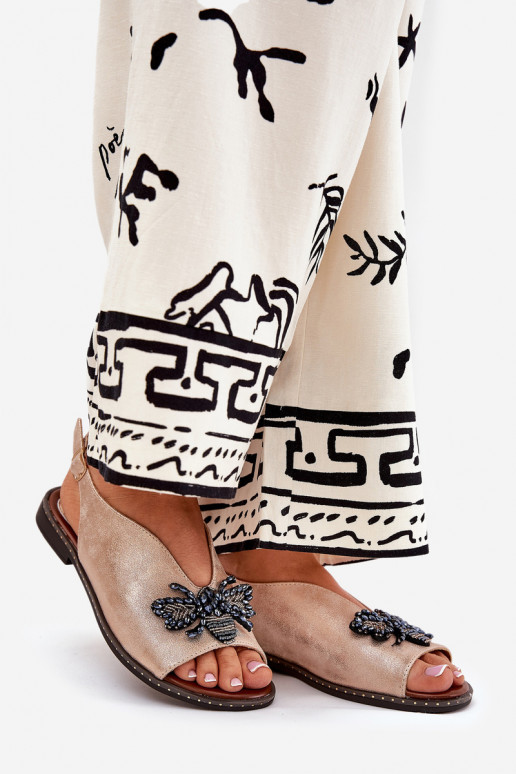 mit Glanz Damensandalen mit Ornamenten gleichschenklig roségoldene Farbe Russona mit Glanz Damensandalen mit Ornamenten gleichschenklig roségoldene Farbe Russona