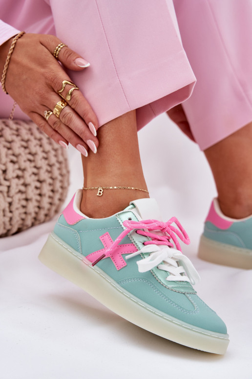 Niedrig Turnschuhe Feminin mit Leopardenfellmuster Minze -pinke Farbe Zelevelis Niedrig Turnschuhe Feminin mit Leopardenfellmuster Minze -pinke Farbe Zelevelis