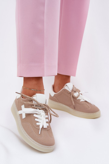 Niedrig Turnschuhe Feminin Beige Zelevelis