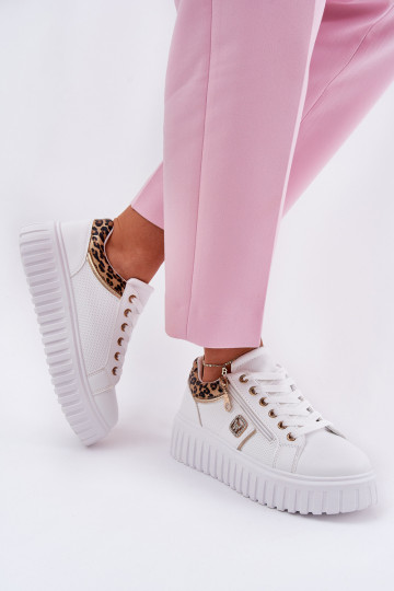 Turnschuhe Feminin mit einer Plattform aus Öko-Leder mit Leopardenfellmuster Zueiße Farbe Velionna 2