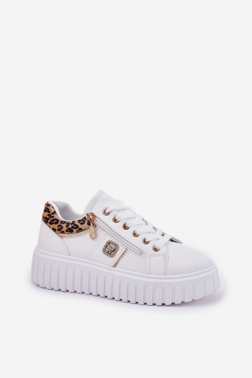 Turnschuhe Feminin mit einer Plattform aus Öko-Leder mit Leopardenfellmuster Zueiße Farbe Velionna Turnschuhe Feminin mit einer Plattform aus Öko-Leder mit Leopardenfellmuster Zueiße Farbe Velionna