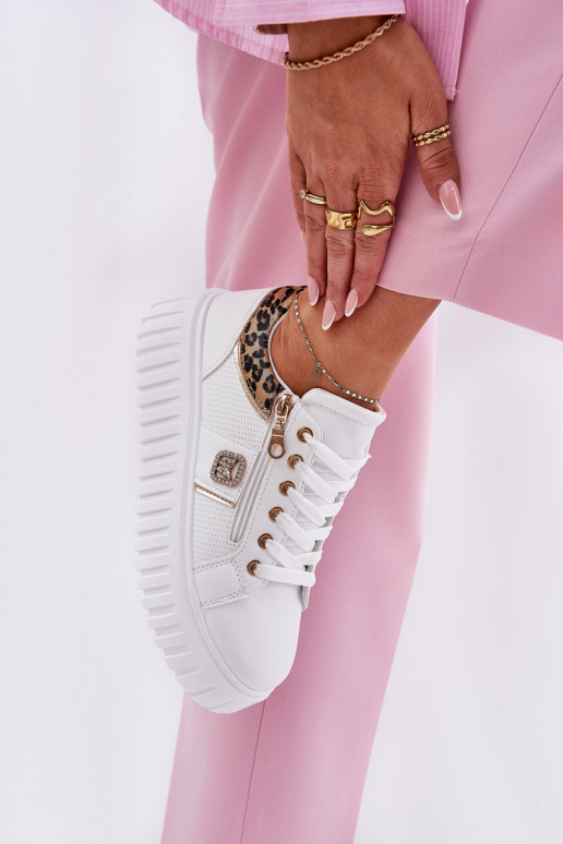 Turnschuhe Feminin mit einer Plattform aus Öko-Leder mit Leopardenfellmuster Zueiße Farbe Velionna Turnschuhe Feminin mit einer Plattform aus Öko-Leder mit Leopardenfellmuster Zueiße Farbe Velionna