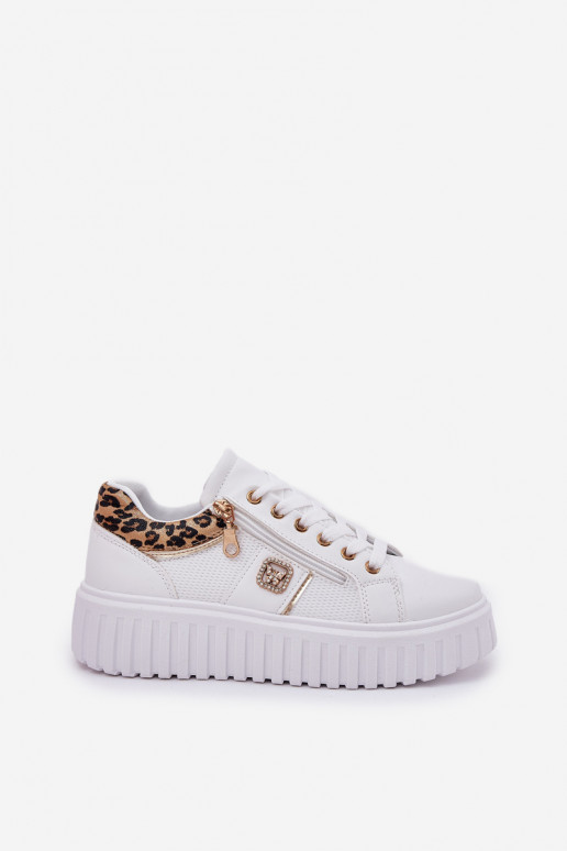 Turnschuhe Feminin mit einer Plattform aus Öko-Leder mit Leopardenfellmuster Zueiße Farbe Velionna Turnschuhe Feminin mit einer Plattform aus Öko-Leder mit Leopardenfellmuster Zueiße Farbe Velionna