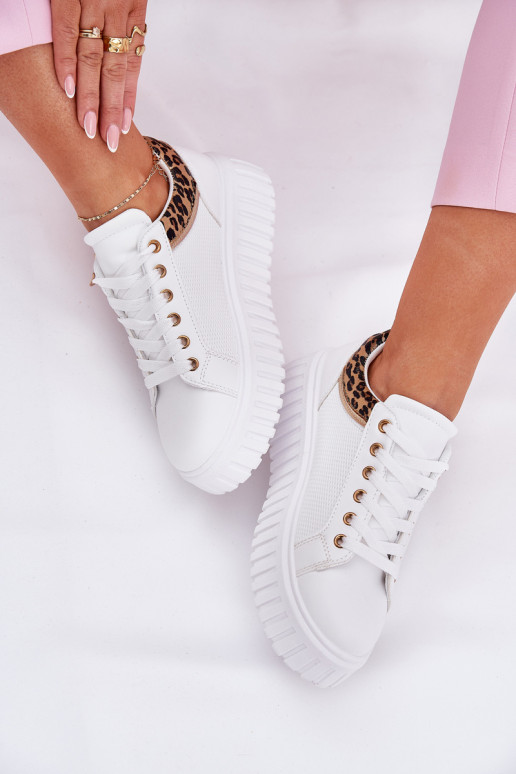 Turnschuhe Feminin mit einer Plattform aus Öko-Leder mit Leopardenfellmuster Zueiße Farbe Velionna Turnschuhe Feminin mit einer Plattform aus Öko-Leder mit Leopardenfellmuster Zueiße Farbe Velionna