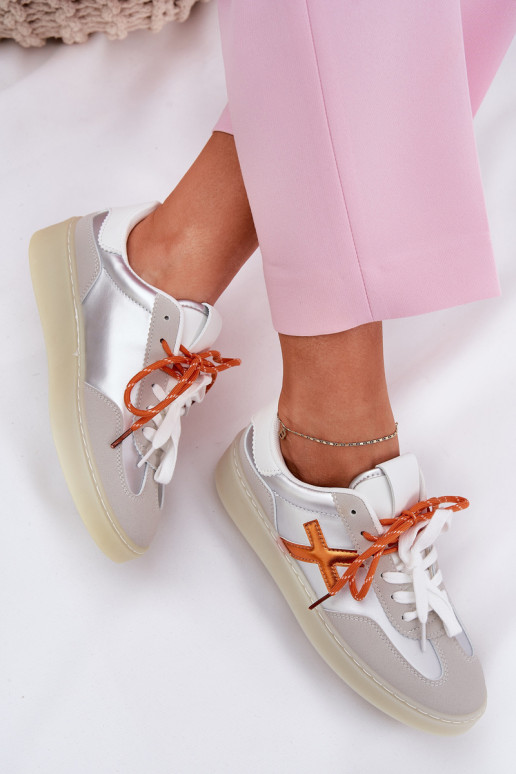 Niedrig Turnschuhe Feminin Silberfarbe Zelevelis