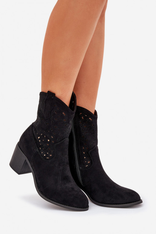 Durchbrochene Stiefel CoZuboy-Stil Feminin mit Absätzen S.Barski HY51-125 schZuarze Farbe