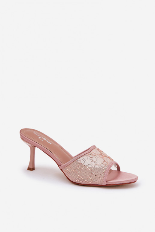 Dekoriert Hausschuhe mit dünnen Absätzen Szampańskie Ennoriel