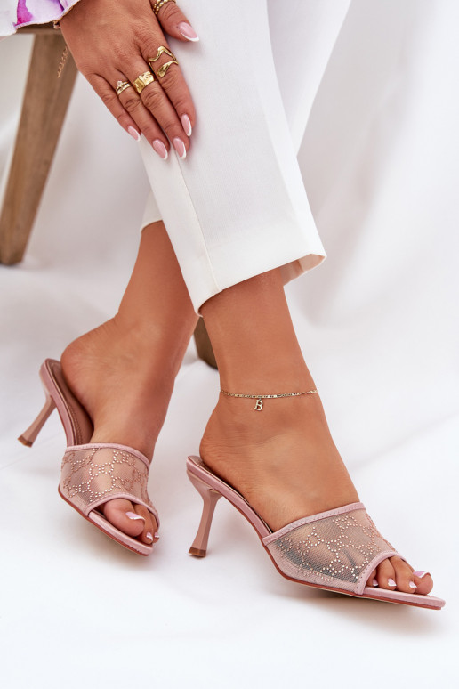 Dekoriert Hausschuhe mit dünnen Absätzen Szampańskie Ennoriel