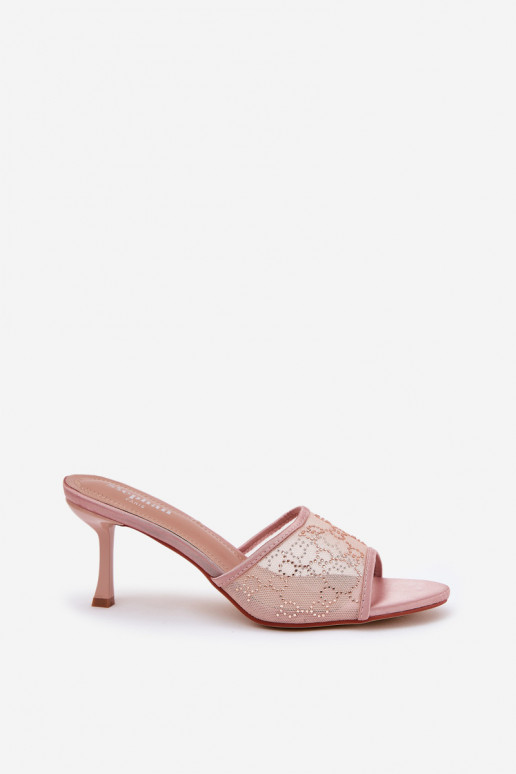 Dekoriert Hausschuhe mit dünnen Absätzen Szampańskie Ennoriel