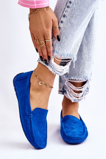 Wildledermokassins Damen in blauer Farbe Morreno 2