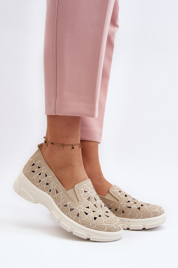 Schuhe mit durchbrochenen Elementen Damen sandfarbene Farbe Emilei 2