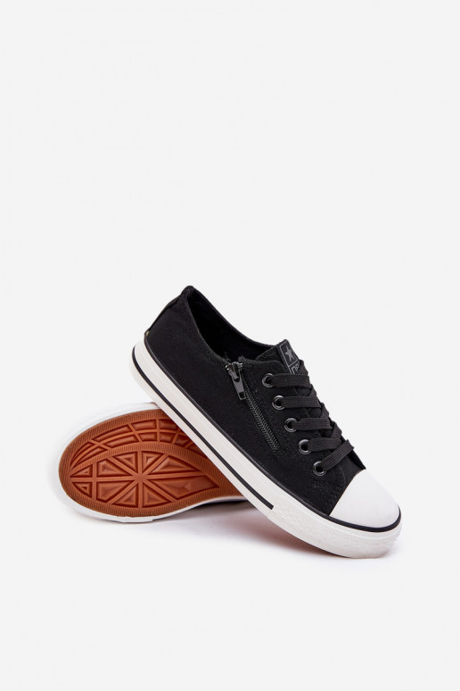 Kindisch Turnschuhe mit flacher Sohle mit Schnürsenkeln schZuarze Farbe Es mussrgo