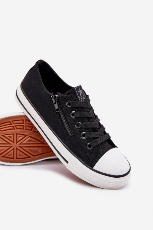 Kindisch Turnschuhe mit flacher Sohle mit Schnürsenkeln schZuarze Farbe Es mussrgo