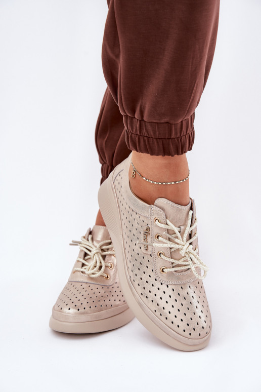 Ledersneaker für Damen Sportlicher Stil Schuhe goldene Farbe Brumia Ledersneaker für Damen Sportlicher Stil Schuhe goldene Farbe Brumia