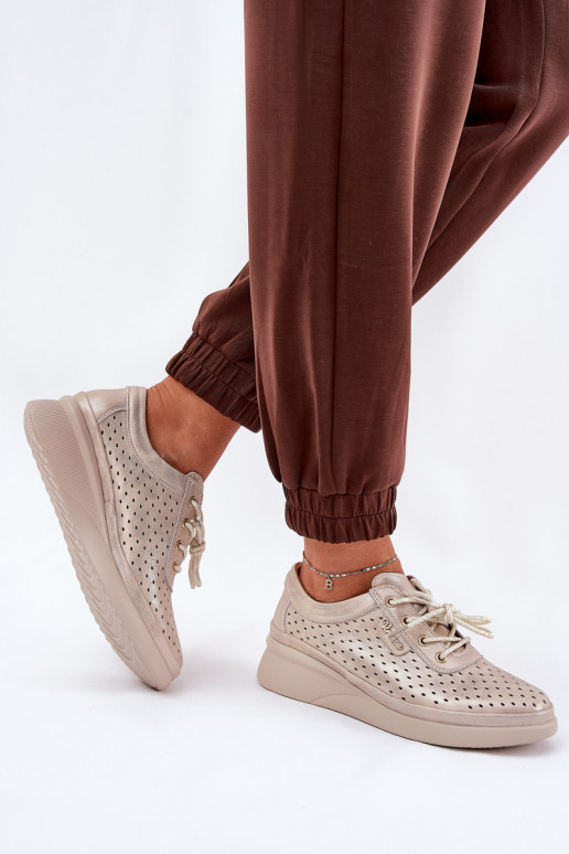 Ledersneaker für Damen Sportlicher Stil Schuhe goldene Farbe Brumia Ledersneaker für Damen Sportlicher Stil Schuhe goldene Farbe Brumia