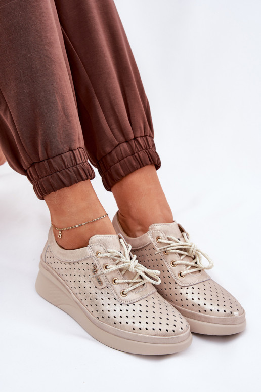 Ledersneaker für Damen Sportlicher Stil Schuhe goldene Farbe Brumia Ledersneaker für Damen Sportlicher Stil Schuhe goldene Farbe Brumia