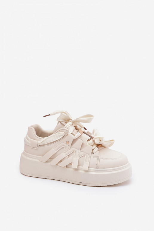 Eko Haut Sneakers Stilvollllschuhe mit einer Plattform Beige Penolle