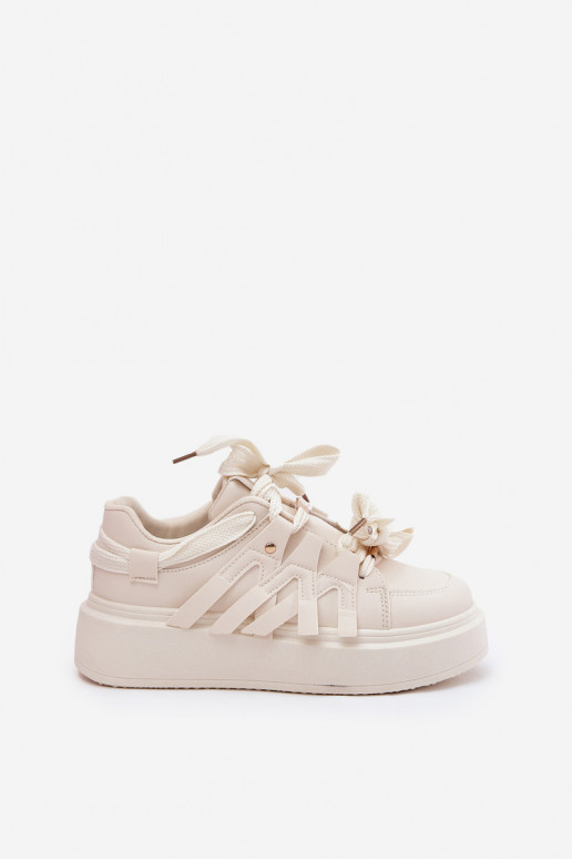 Eko Haut Sneakers Stilvollllschuhe mit einer Plattform Beige Penolle