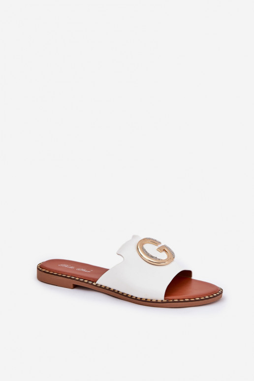 Eko Haut gleichschenklig Damenhausschuhe Mit Dekorationen Detalem Zueiße Farbe Frelie