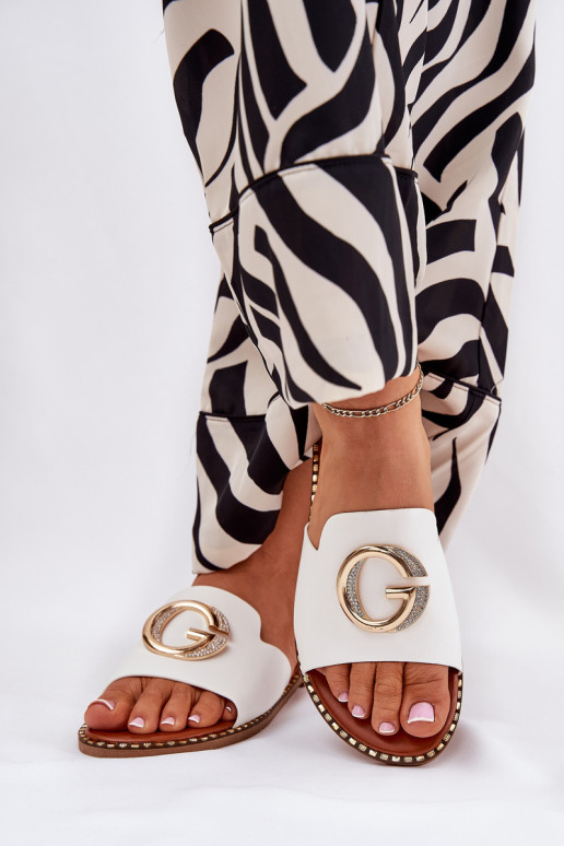 Eko Haut gleichschenklig Damenhausschuhe Mit Dekorationen Detalem Zueiße Farbe Frelie