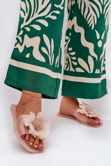 Durchschauen gleichschenklig Damenhausschuhe Ze Sztucznym Eine Blume Nude Vobetta 2