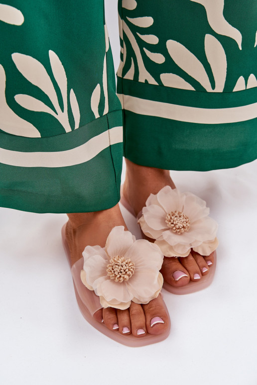 Durchschauen gleichschenklig Damenhausschuhe Ze Sztucznym Eine Blume Nude Vobetta