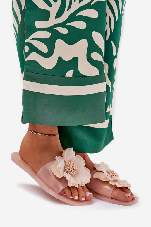 Durchschauen gleichschenklig Damenhausschuhe Ze Sztucznym Eine Blume Nude Vobetta