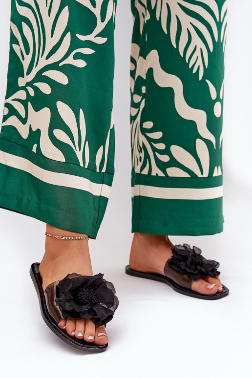 Durchschauen gleichschenklig Damenhausschuhe Ze Sztucznym Eine Blume schZuarze Farbe Vobetta