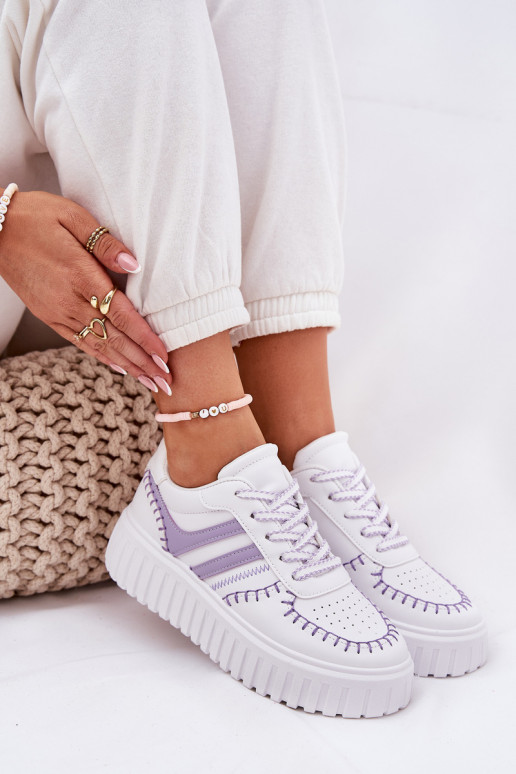 Sneakers Stilvollllschuhe Feminin mit einer Plattform Violette Farbe Ofenale Sneakers Stilvollllschuhe Feminin mit einer Plattform Violette Farbe Ofenale